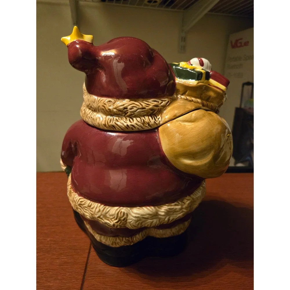 Vintage‎ Santa Claus Ceramic Cookie Jar Red Holiday Christmas Decor Hand Painted